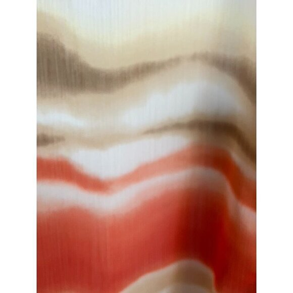 Alfred Dunner Top Women 16 Orange V Neck White Beaded Tropical Ombre Sheer Boho - Picture 6 of 12